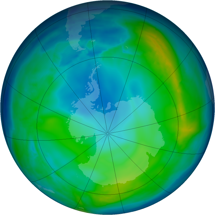 Antarctic ozone map for 17 May 2008